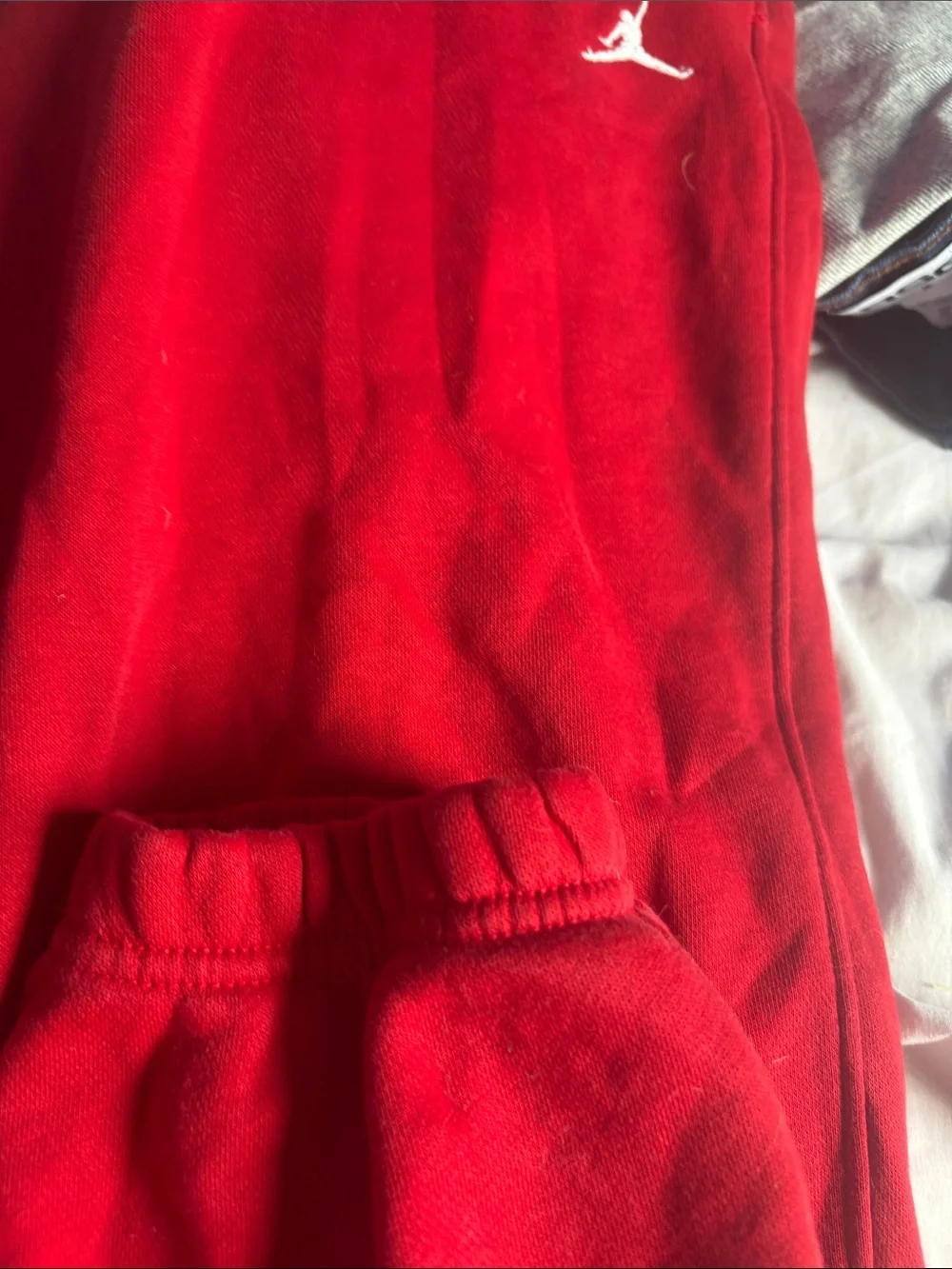 Jordan Red Men's Jumpman Sweatpants with White Logo
